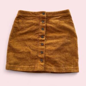 Chelsea & Violet Brown Corduroy Button Front Mini Skirt